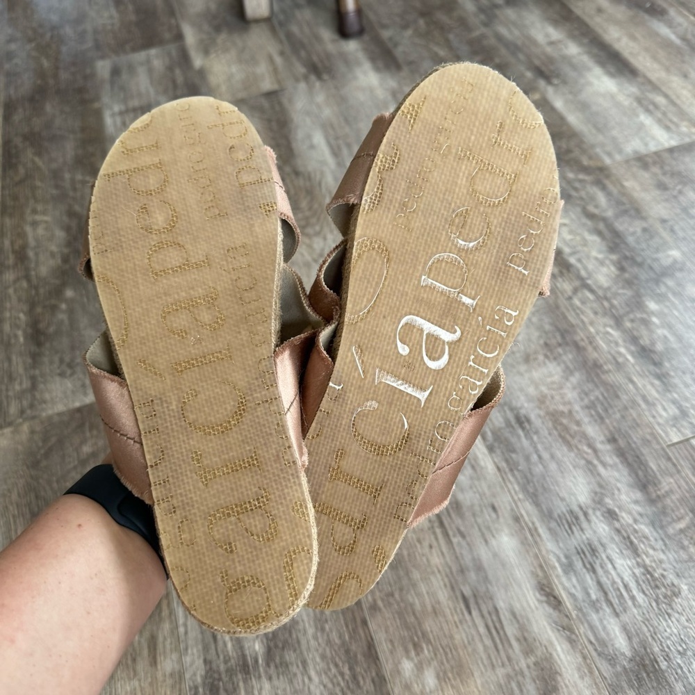 NWOT! Pedro Garcia Criss Cross Espadrille Sole Slide Sandals - Satin Blush - Picture 4 of 5